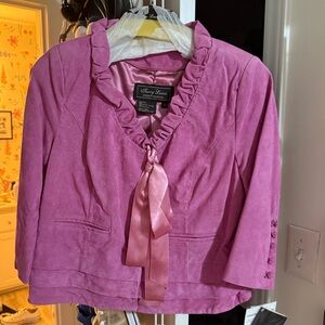 Terry Lewis Pink leather Ruffled Blazer